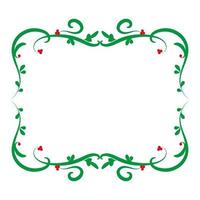 Decorative green frame with red berries. Christmas frame with place for text. Isolated on a white background. Element design. Vector illustration.