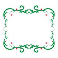 Decorative green frame with red berries. Christmas frame with place for text. Isolated on a white background. Element design. Vector illustration.