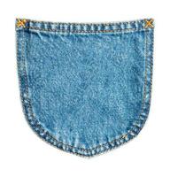Blue denim Jeans back pocket isolated on white background photo