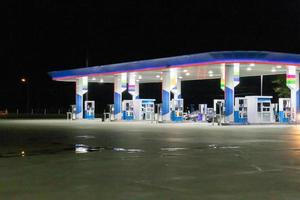 Petrol gas station at night photo