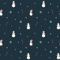 Christmas pattern with snowmen, candys and presents vector