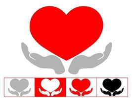 Charity logo, hands supporting heart icon flat design vector illustration