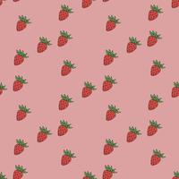 Seamless pattern with creative strawberry on warm pink background. Vector image.