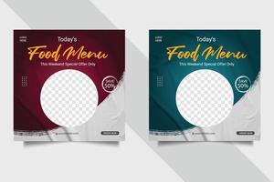 food social media  post template for food promotion simple banner frame vector