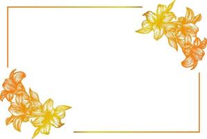 Gold flower frame horizontal rectangular. Vector gold vertical frame.