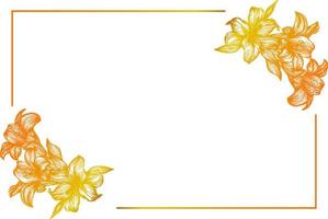 Gold flower frame horizontal rectangular. Vector gold vertical frame.