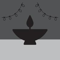 Diverse Diwali lights made with black pattern elements. This images have a gray background vector