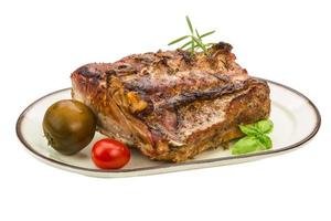 Grilled pork on white photo