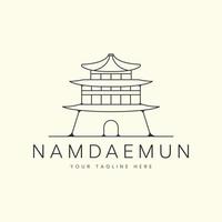 namdaemun con diseño de plantilla de icono de ilustración de vector de logotipo de estilo de arte de línea