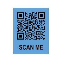 Scan me phone tag. Qrcode for mobile app. QR code for smartphone. Isolated illustration on white background. Cartoon style. Vector illustration.