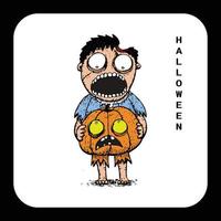 halloween monster zombie art and pumpkin vector