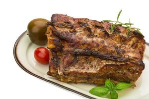 Grilled pork on white photo