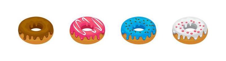 Doughnut or donut icon set of 4, design element suitable for websites, print design or app vector