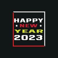 camiseta feliz año nuevo 2023. diseño de camiseta de celebración de año nuevo para imprimir. mejor para camiseta estampada. diseño de camiseta vectorial totalmente editable. vector