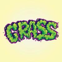 Lettering words grass with smoke effect Vector illustrations for your work Logo, mascot merchandise t-shirt, stickers and Label designs, poster, greeting cards advertising business company or brands.