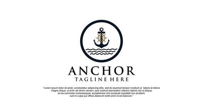 Simple anchor  logo design for boat ship navy nautical transport Premium Vector