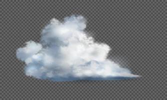 Realistic big white cloud fog smoke on grey checkered background vector