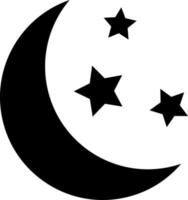 Moon and stars, vector. Black color icon on a white background. vector