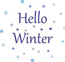 Lettering hello winter, vector. The inscription is blue on a white background. vector