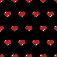 Hearts, seamless pattern, vector. Pattern of red hearts on a black background. vector