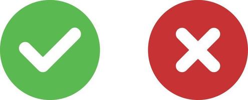 red cross and green check mark vector