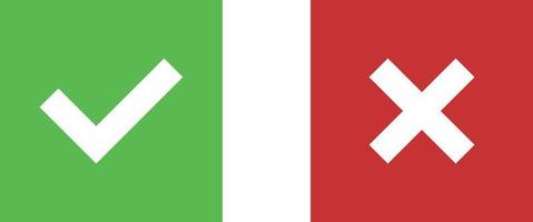 red cross and green check mark vector