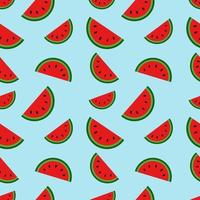 Watermelon, seamless pattern, vector. Pattern of halves of watermelon on a blue background. vector