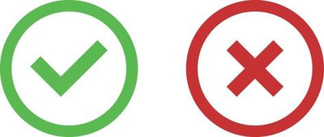 red cross and green check mark vector