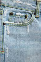 Blue denim Jeans pocket texture background closeup photo