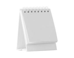 maqueta de calendario de escritorio de papel en blanco blanco aislado sobre fondo blanco con trazado de recorte foto