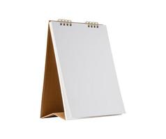maqueta de calendario de escritorio de papel en blanco blanco aislado sobre fondo blanco con trazado de recorte foto
