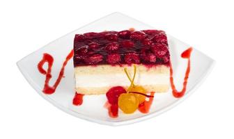 raspberry cake on white photo