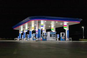 Petrol gas station at night photo