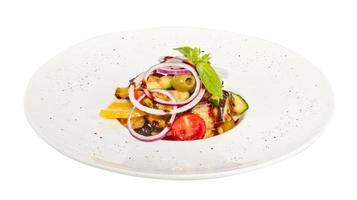 Grilled vegetables on white photo