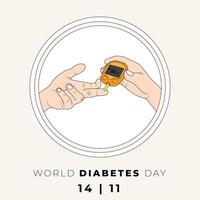 World diabetes day with vector illustration of checking sugar level on hand with glucometer design