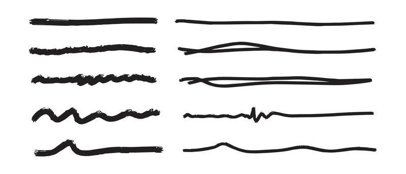 Vector set of hand drawn underline.