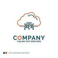 cloud. computing. data. hosting. network Logo Design. Blue and Orange Brand Name Design. Place for Tagline. Business Logo template. vector