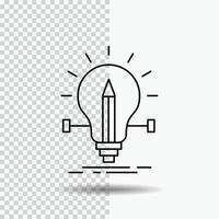 bulb. creative. solution. light. pencil Line Icon on Transparent Background. Black Icon Vector Illustration