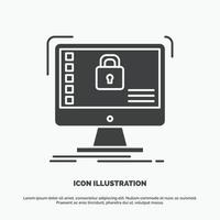 seguro. proteccion. seguro. sistema. icono de datos símbolo gris vectorial de glifo para ui y ux. sitio web o aplicación móvil vector