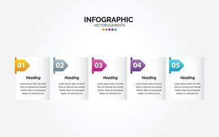 Plantilla de infografía horizontal de negocios de presentación con 5 opciones de ilustración vectorial vector