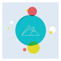 mountain. landscape. hill. nature. tree White Line Icon colorful Circle Background vector