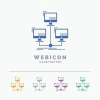 database. distributed. connection. network. computer 5 Color Glyph Web Icon Template isolated on white. Vector illustration
