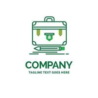 briefcase. business. financial. management. portfolio Flat Business Logo template. Creative Green Brand Name Design. vector