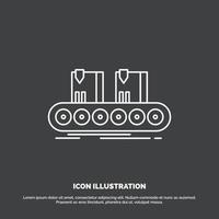 Belt. box. conveyor. factory. line Icon. Line vector symbol for UI and UX. website or mobile application