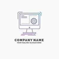 Command. computer. function. process. progress Purple Business Logo Template. Place for Tagline vector