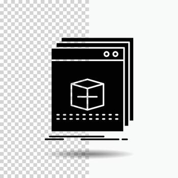 software. aplicación solicitud. expediente. icono de glifo de programa sobre fondo transparente. icono negro vector