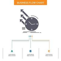 detection. inspection. of. regularities. research Business Flow Chart Design with 3 Steps. Glyph Icon For Presentation Background Template Place for text. vector