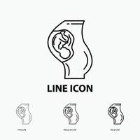 pregnancy. pregnant. baby. obstetrics. Mother Icon in Thin. Regular and Bold Line Style. Vector illustration