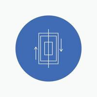 sync. synchronization. data. phone. smartphone White Line Icon in Circle background. vector icon illustration