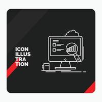 Red and Black Creative presentation Background for analytics. board. presentation. laptop. statistics Line Icon vector